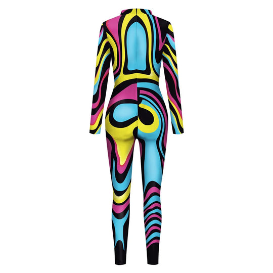 FCCEXIO Multicolor Print Holiday Party Women Overalls New Fashion Sexy Jumpsuit Wear Cosplay Costume Catsuit Body FESTIVAL OUTFITS & STREETWEAR