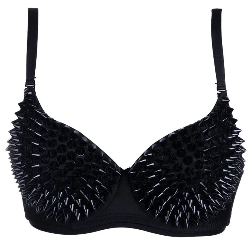 Kinky rave outfit ladies bra rhinestone black