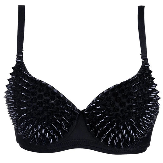 Kinky rave outfit ladies bra rhinestone black