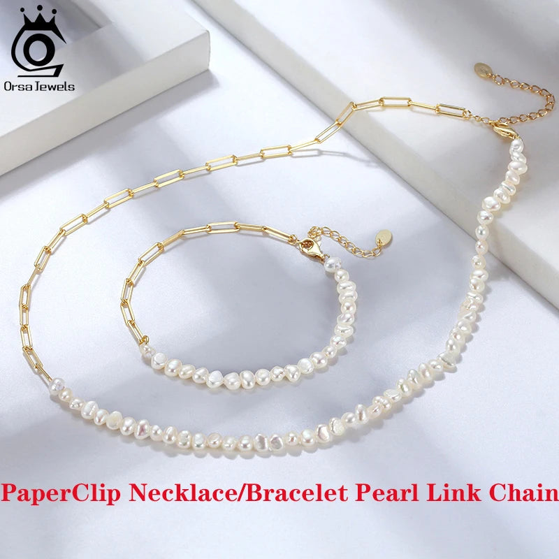 ORSA JEWELS 14K gold-plated genuine 925 sterling silver paper clip necklace, 6/9.3/12 mm link chain for women and men, jewelry SC39 Festival Outfits | Techno Shirts | Rave Clothing