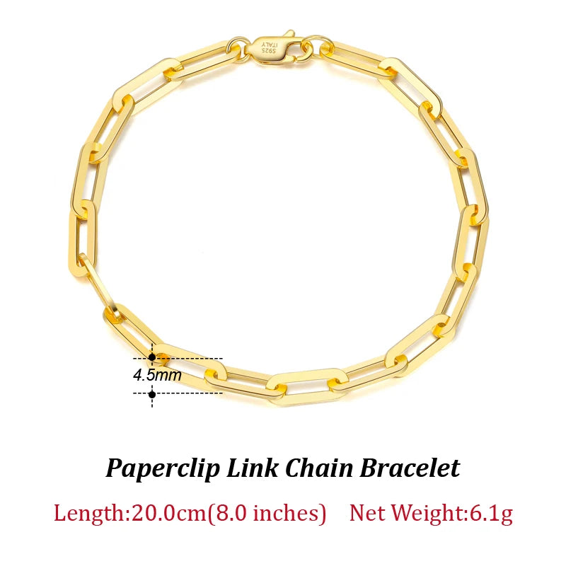 ORSA JEWELS 14K gold-plated genuine 925 sterling silver paper clip necklace, 6/9.3/12 mm link chain for women and men, jewelry SC39 Festival Outfits | Techno Shirts | Rave Clothing