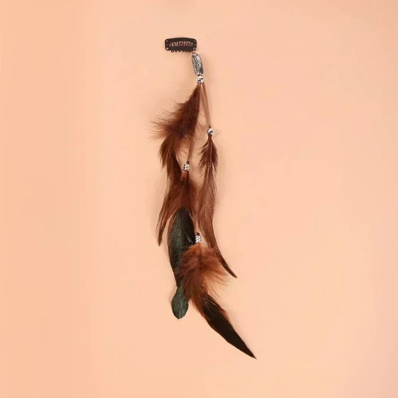 Böhmisches Feder-Haarband für Damen, festliche Maskerade, Karneval, Hippies, Kostüm, indischer Abschlussball, Zigeuner, lange Quaste, Haarschmuck Festival Outfits | Techno Shirts | Rave Clothing