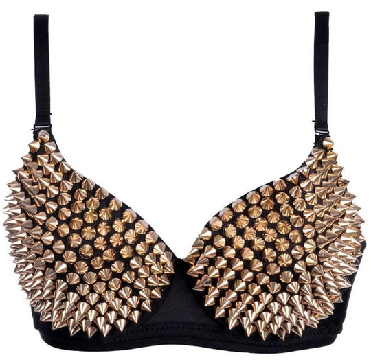 Kinky Rave Outfit Damen bh Strass Gold