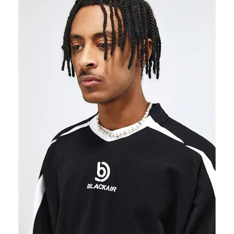 Vintage Spliced Shoulder Short Sleeve T-Shirt Men Women Summer Streetwear Oversize Pair Loose-Fit Top Round Neck Material Festival Outfits | Techno Shirts | Rave Clothing
