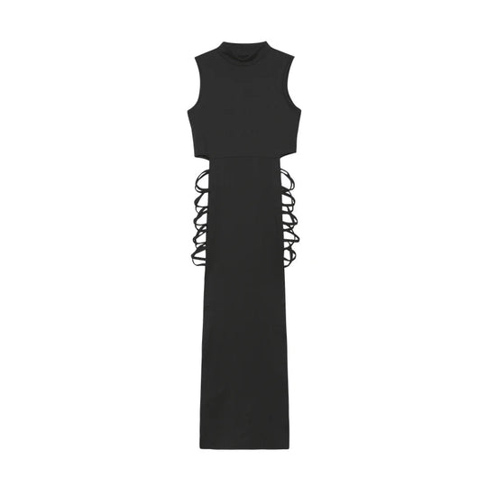 Crossover, cut-out dress, sexy, figure-hugging, sleeveless dress with stand-up collar, women's clothing Festival Outfits | Techno Shirts | Rave Clothing