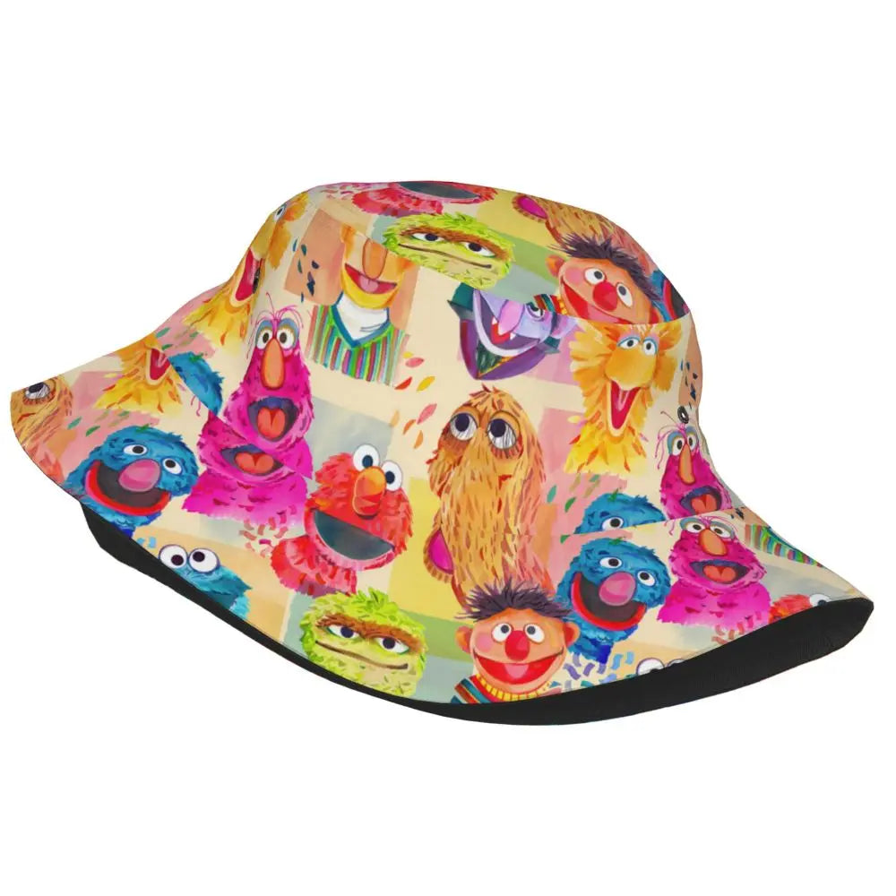 Bunter Sesamstraße Fischerhut – Krümelmonster-Edition 🍪 Festival Outfits | Techno Shirts | Rave Clothing