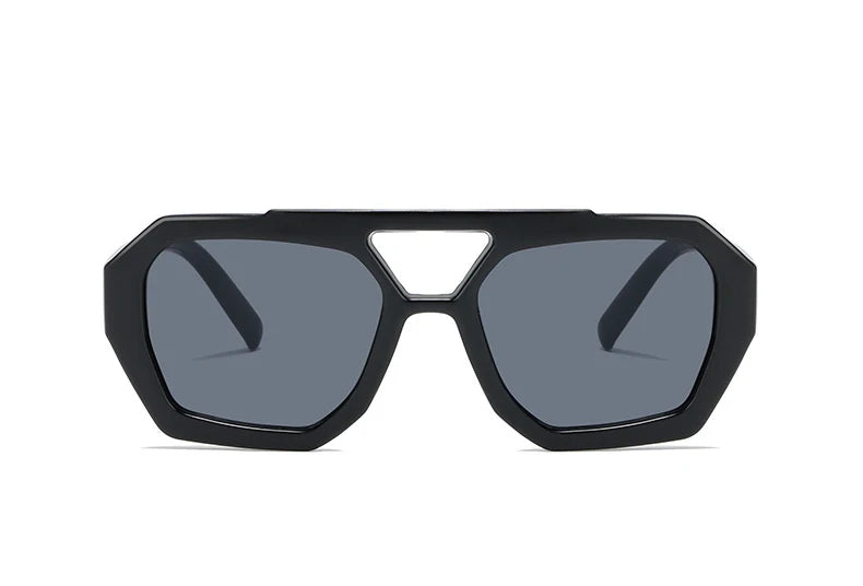 Vintage Square Sunglasses for Women Men Thick Frame Double Bridge Glasses Female Fashion Chic Polygon Sunglasses Leopard Blue Festival Outfits | Techno Shirts | Rave Clothing