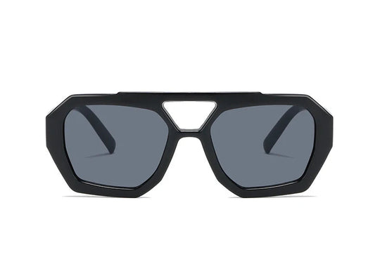 Vintage Square Sunglasses for Women Men Thick Frame Double Bridge Glasses Female Fashion Chic Polygon Sunglasses Leopard Blue Festival Outfits | Techno Shirts | Rave Clothing