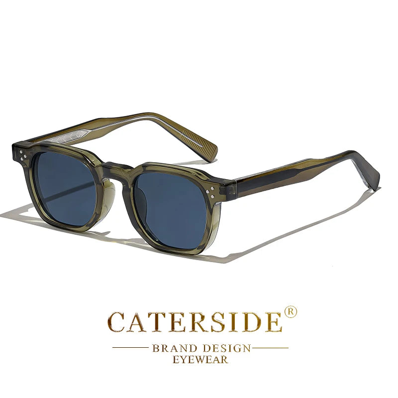 CATERSIDE Retro Punk Men Sunglasses Small Frame Square Personalized Design Sunglasses Women Travel Party Business Festival Gift Festival Outfits | Techno Shirts | Rave Clothing