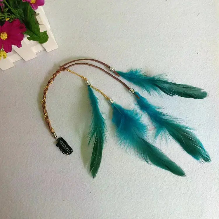 Böhmisches Feder-Haarband für Damen, festliche Maskerade, Karneval, Hippies, Kostüm, indischer Abschlussball, Zigeuner, lange Quaste, Haarschmuck Festival Outfits | Techno Shirts | Rave Clothing