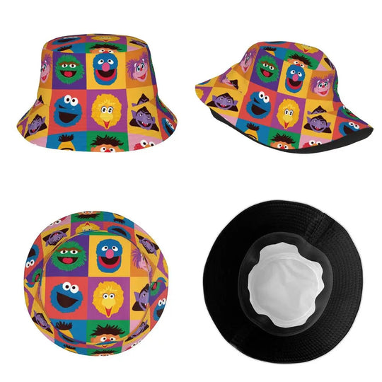 Bunter Sesamstraße Fischerhut – Krümelmonster-Edition 🍪 Festival Outfits | Techno Shirts | Rave Clothing