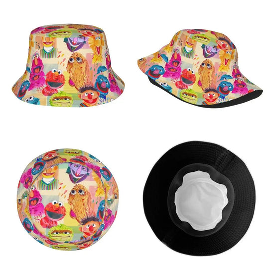 Bunter Sesamstraße Fischerhut – Krümelmonster-Edition 🍪 Festival Outfits | Techno Shirts | Rave Clothing