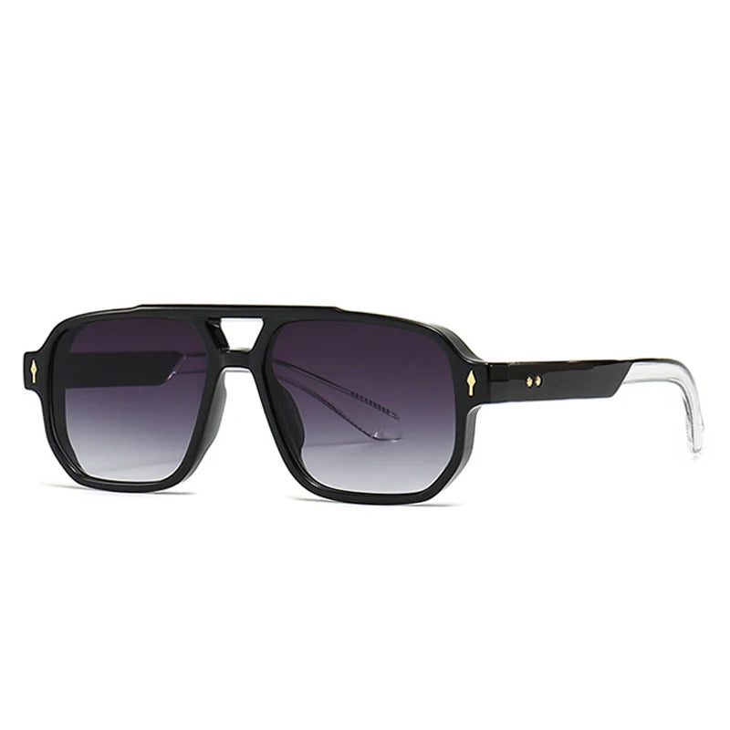 SHAUNA Retro Double Bridge Square Sunglasses Women Gradient Shades UV400 Fashion Brand Designer Rivets Men Sunglasses Festival Outfits | Techno Shirts | Rave Clothing