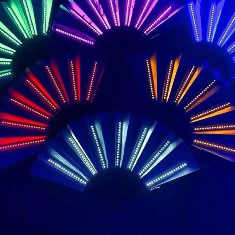 Glow Folding Led Fan Tanzen Licht Fan Nacht Show Halloween Weihnachten Rave Festival Zubehör Glow In The Dark Party Supplies Festival Outfits | Techno Shirts | Rave Clothing