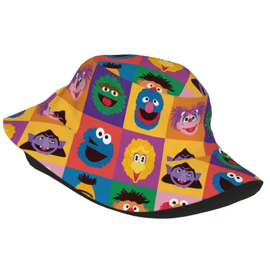 Bunter Sesamstraße Fischerhut – Krümelmonster-Edition 🍪 Festival Outfits | Techno Shirts | Rave Clothing