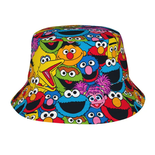 Bunter Sesamstraße Fischerhut – Krümelmonster-Edition 🍪 Festival Outfits | Techno Shirts | Rave Clothing