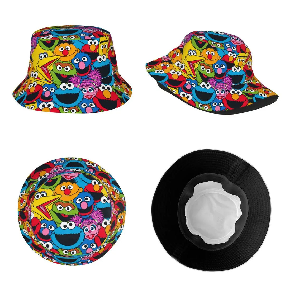 Bunter Sesamstraße Fischerhut – Krümelmonster-Edition 🍪 Festival Outfits | Techno Shirts | Rave Clothing
