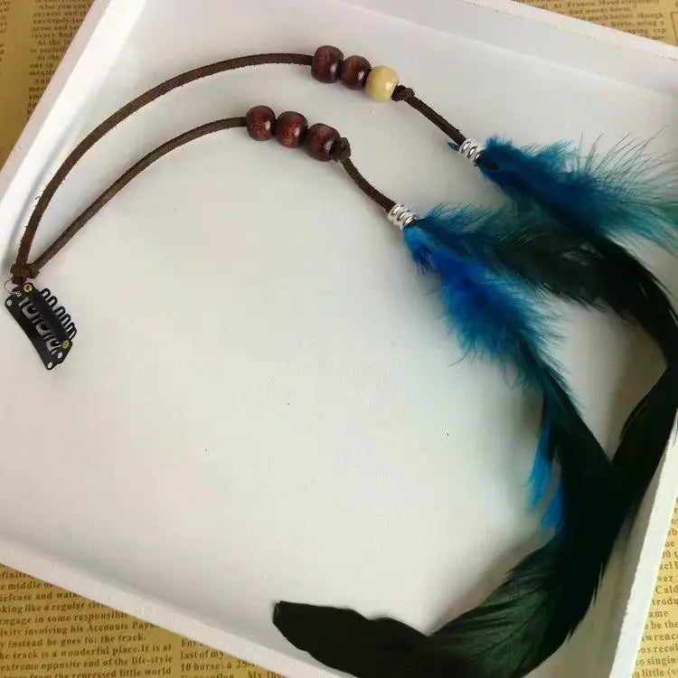 Böhmisches Feder-Haarband für Damen, festliche Maskerade, Karneval, Hippies, Kostüm, indischer Abschlussball, Zigeuner, lange Quaste, Haarschmuck Festival Outfits | Techno Shirts | Rave Clothing