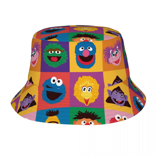 Bunter Sesamstraße Fischerhut – Krümelmonster-Edition 🍪 Festival Outfits | Techno Shirts | Rave Clothing