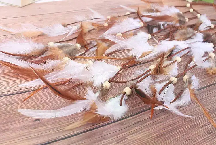 Böhmisches Feder-Haarband für Damen, festliche Maskerade, Karneval, Hippies, Kostüm, indischer Abschlussball, Zigeuner, lange Quaste, Haarschmuck Festival Outfits | Techno Shirts | Rave Clothing