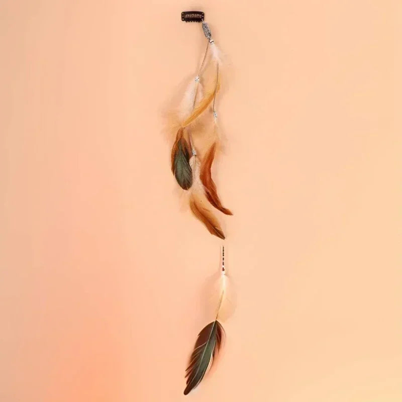 Böhmisches Feder-Haarband für Damen, festliche Maskerade, Karneval, Hippies, Kostüm, indischer Abschlussball, Zigeuner, lange Quaste, Haarschmuck Festival Outfits | Techno Shirts | Rave Clothing