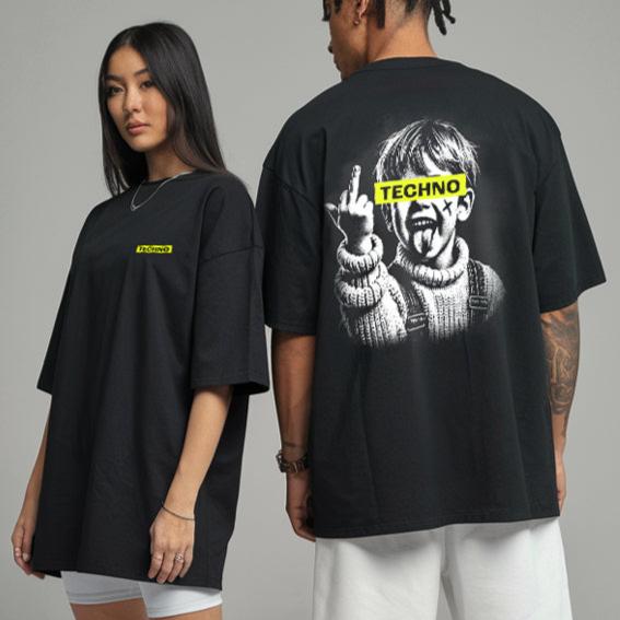 "Techno" oversized shirt - double print