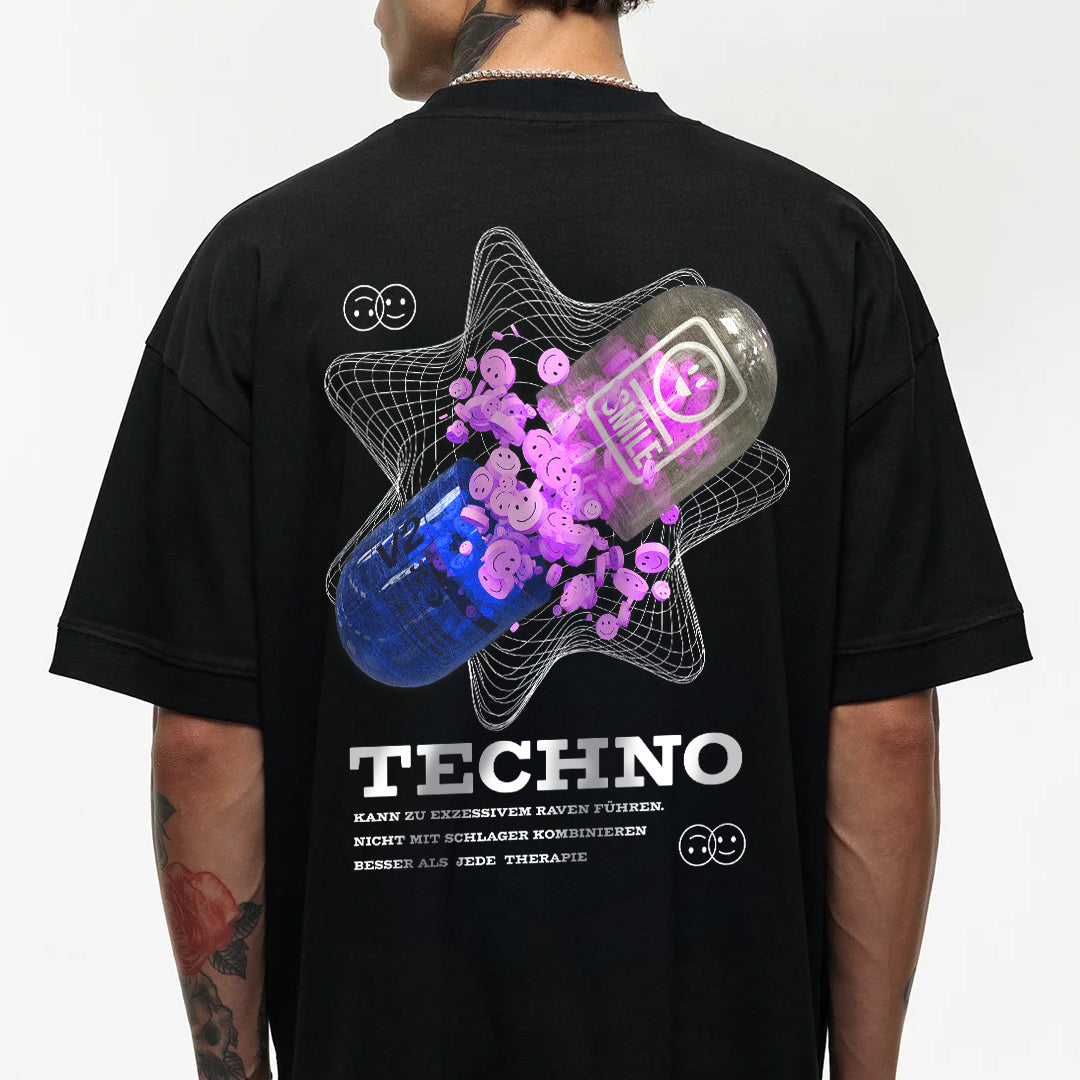 "TECHNO PILLE" Oversized Shirt (Backprint) Techno Tee