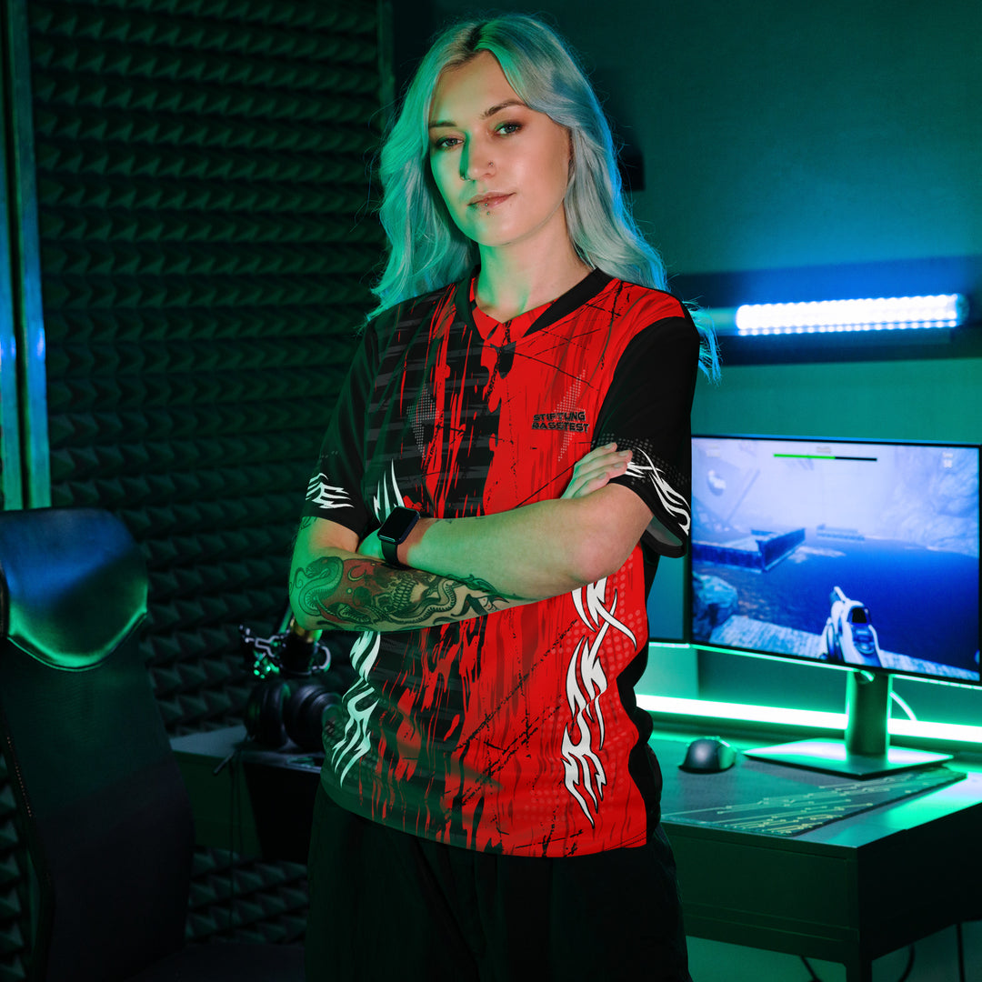 Football Jersey - red rave jersey Y2k "Stiftung Basstest" 6xl FESTIVAL OUTFITS & STREETWEAR