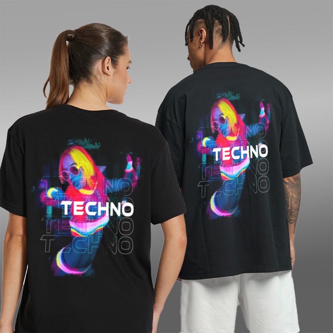 "Techno" oversized shirt (backprint) MarketPrint