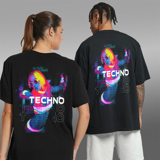 "Techno" oversized shirt (backprint) MarketPrint