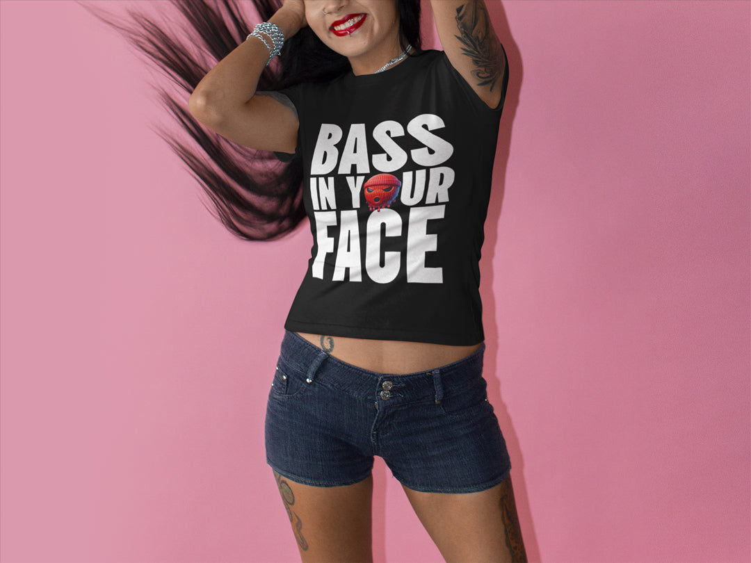 Bass in your Face | enges Techno Shirt Damen (Frontprint)