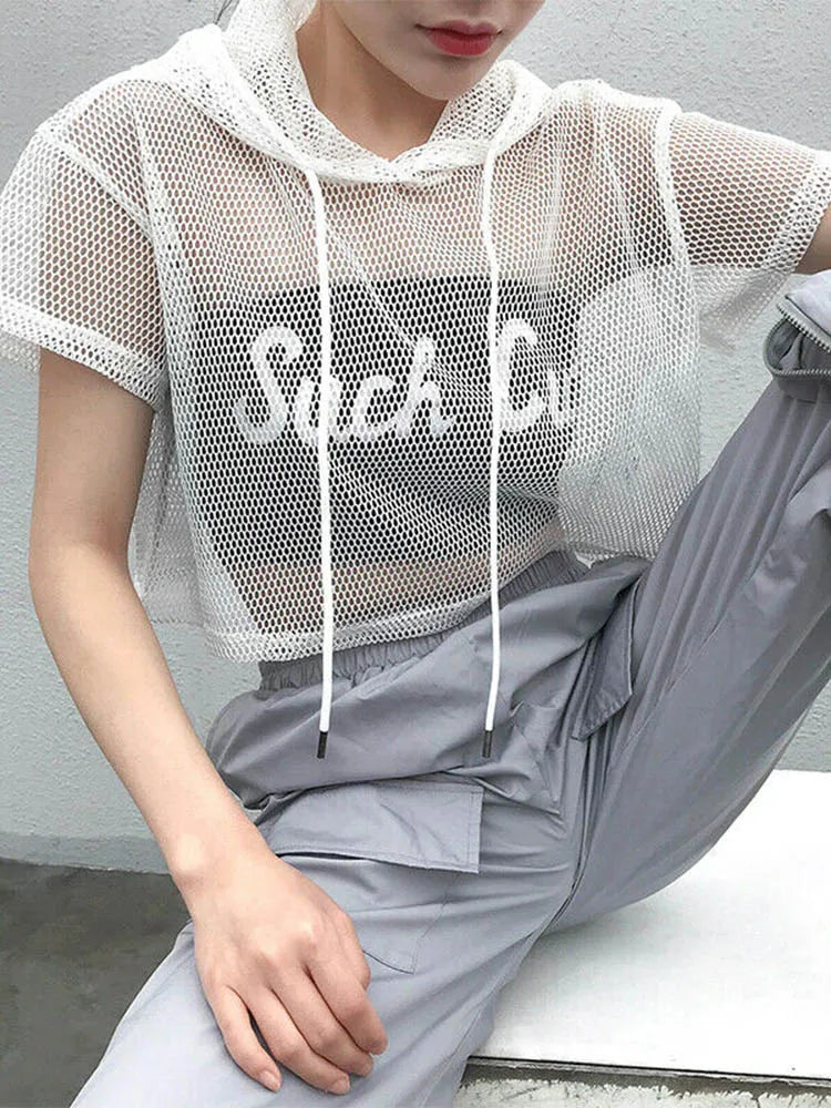 kinky mesh shirt women white - kinky rave outfit women