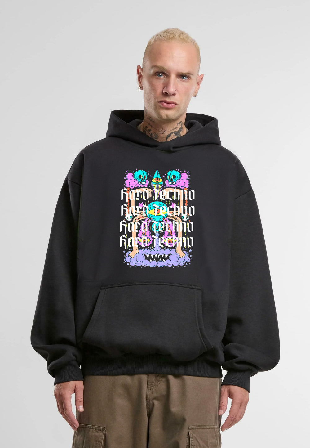 "Hard Techno" Techno Hoodie - Hooded Sweatshirt Festival Outfits | Techno Shirts | Rave Clothing