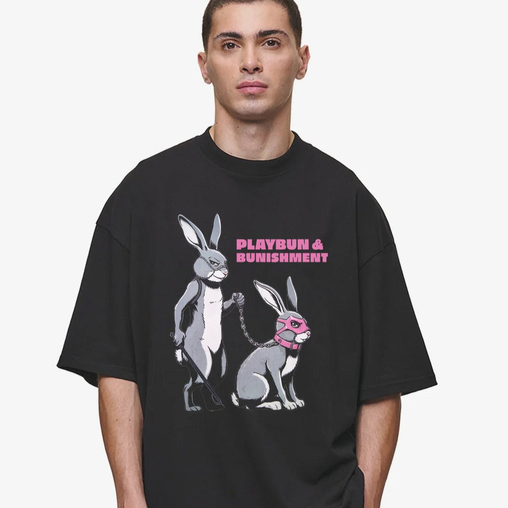 "Playbun & Bunishment" Kinky Party Oversized T-Shirt (front print)