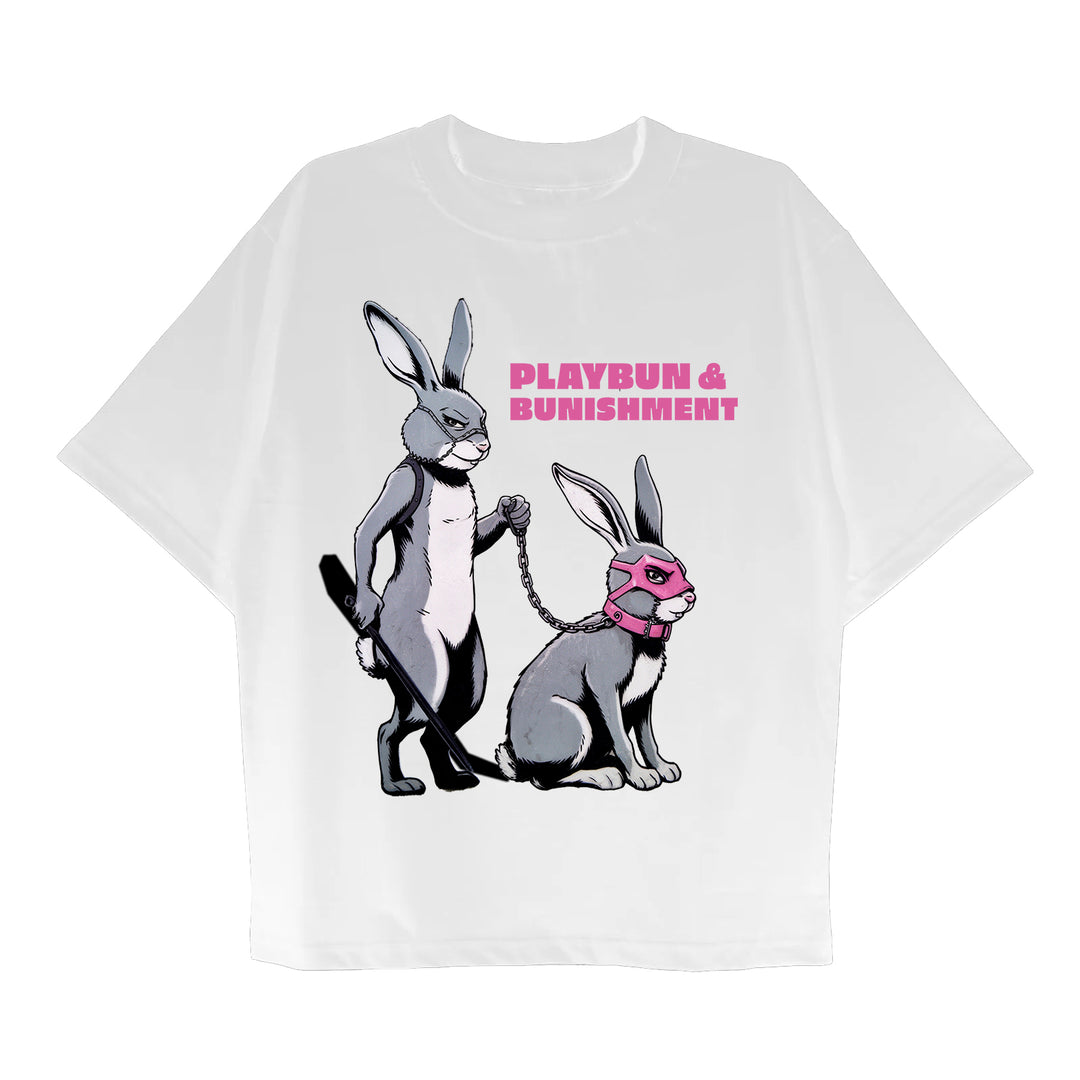 "Playbun & Bunishment" Kinky Party Oversized T-Shirt (front print)