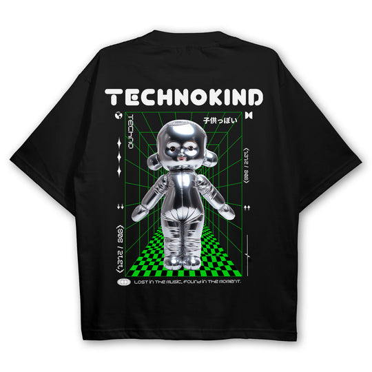 "Technokind" Oversize Techno Musik T-Shirt (Backprint)