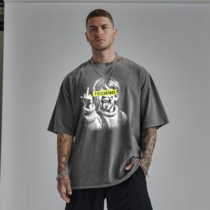 "Techno" oversized shirt