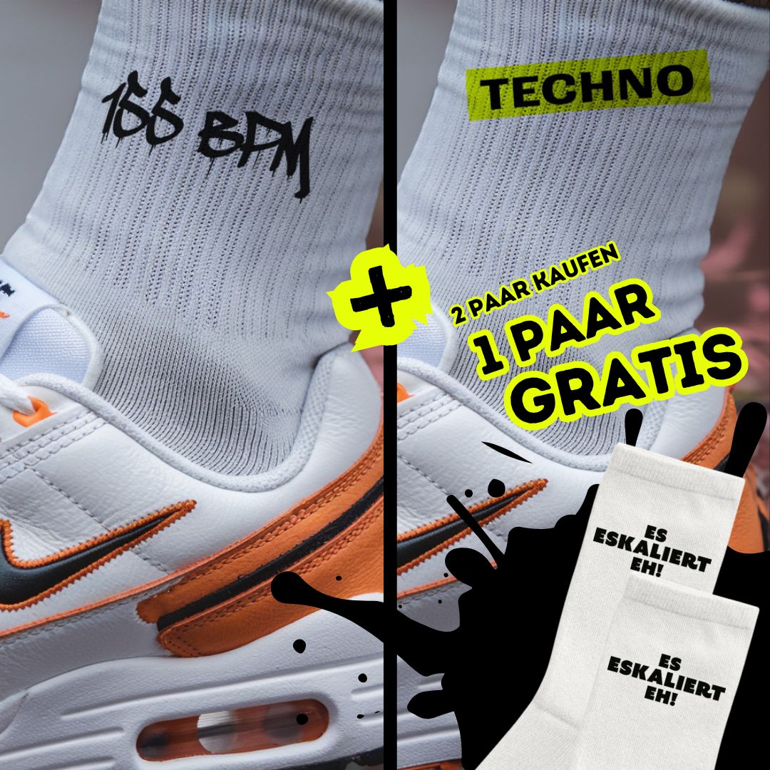 Socken-Aktion: 2 Kaufen – 1 Paar Gratis! 🧦 Festival Outfits | Techno Shirts | Rave Clothing