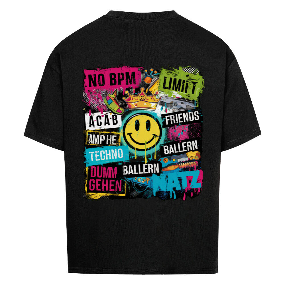 Festival Outfit Oversized Tshirt Herren - Streeart grafitti Stlye no BPM limit 