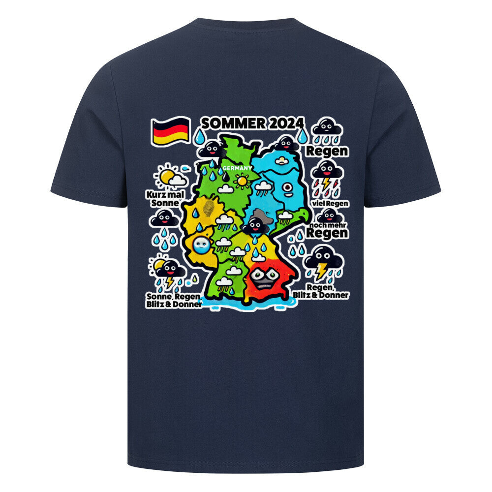 blau-Sommerwetter deutschland T-Shirt 2024-schwarz_Festival outfit-lustiges Shirt 