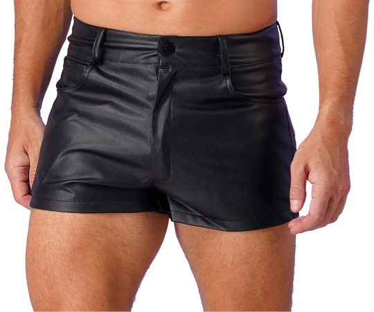 Herren Pu Leder lässig Boxer Shorts Taschen voll Futter Shorts Latex Punk Trunks Pole Dance Outfit Festivals Party Clubwear Festival Outfits | Techno Shirts | Rave Clothing