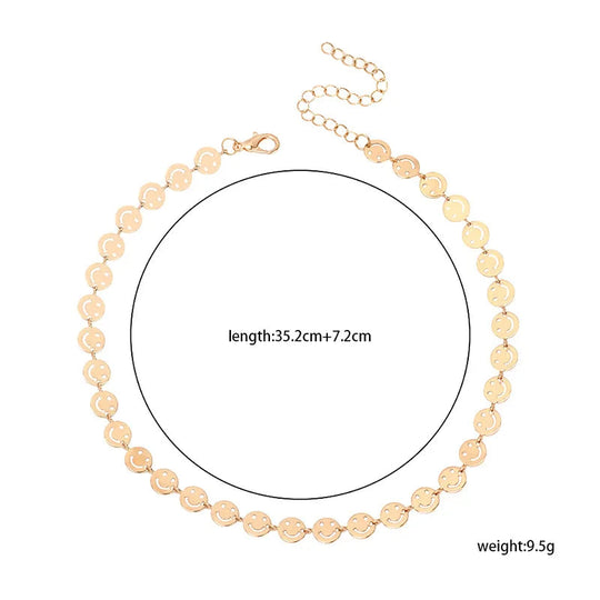 Goldenes Smiley Halskette mit verstellbarem Verschluss – perfektes Festival Accessoire Gold