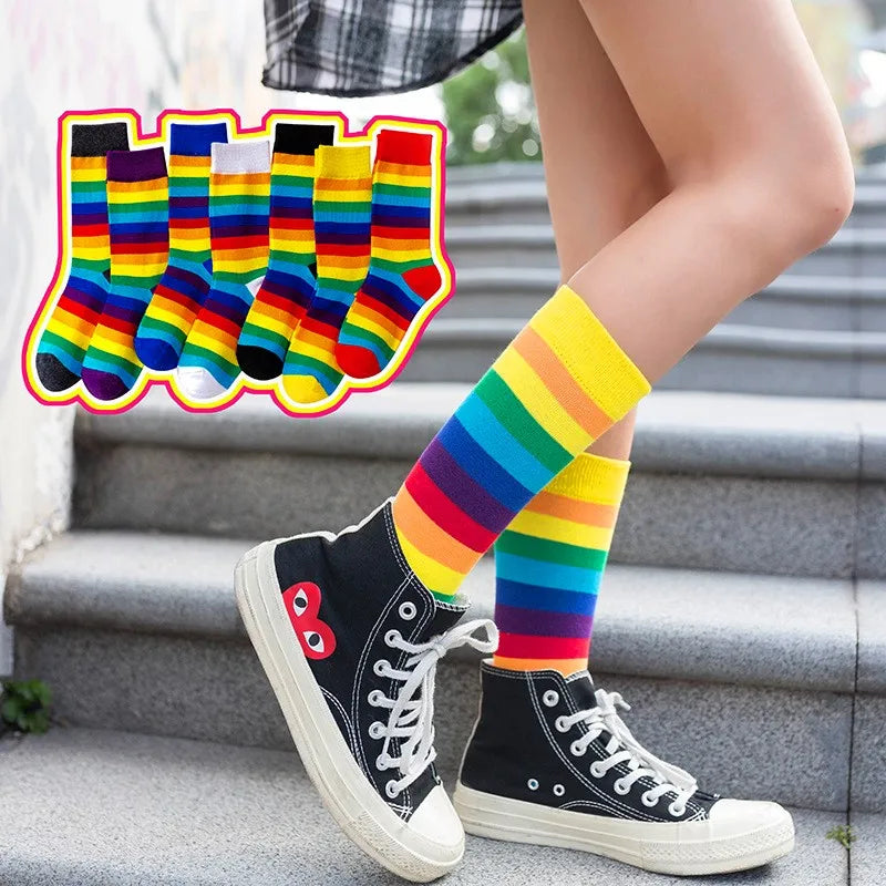 Regenbogen Socken gestreift, Baumwolle FESTIVAL OUTFITS & STREETWEAR