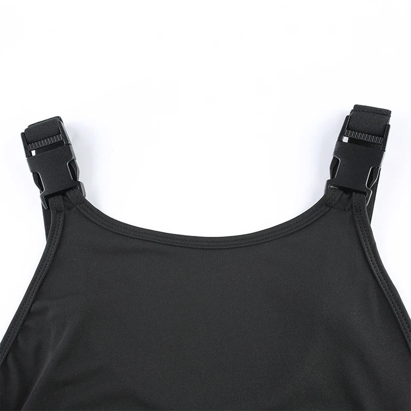 Darlingaga Streetwear aus geschnitten Rave sexy Bodysuit heiße Schnalle Tank hohe Taille weiblichen Körper Sommer Festival Party Bodysuit ein Stück FESTIVAL OUTFITS & STREETWEAR