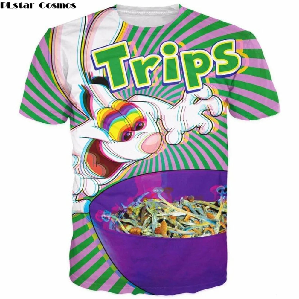 PLstar Cosmos 2018 New Fashion t-shirt trippy vibrant Trix Rabbit psychedelic 3D Print Crewneck T shirts Mens Womens tee tops FESTIVAL OUTFITS & STREETWEAR