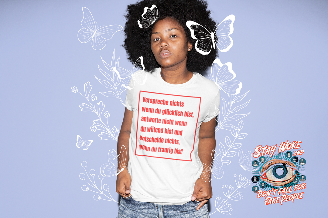 Oversized Shirt mit Spruch vorne "Verspreche nichts wenn du glücklich bist" MarketPrint