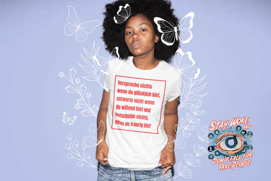 Oversized Shirt mit Spruch vorne "Verspreche nichts wenn du glücklich bist" MarketPrint