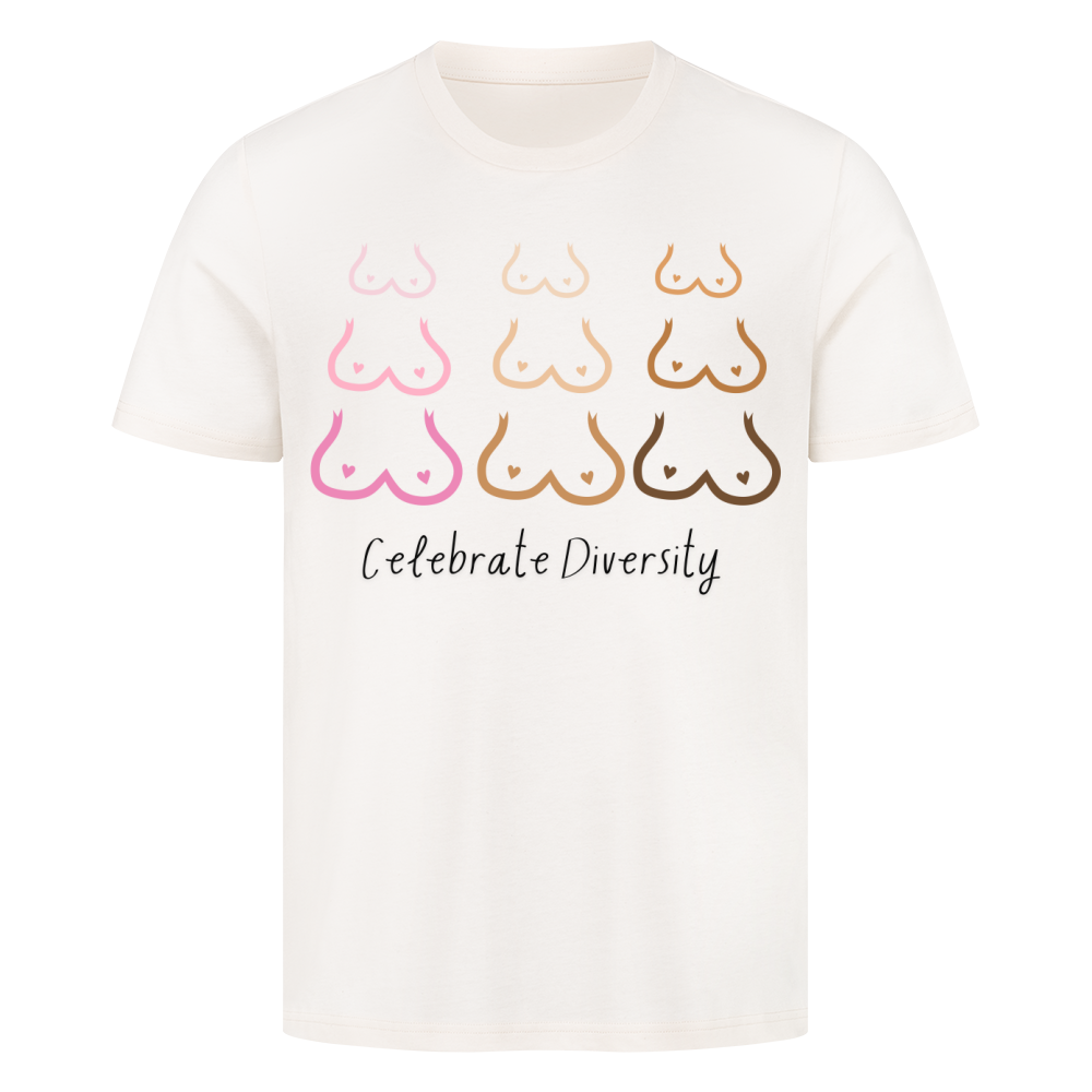 Party T-Shirt mit Spruch "Celebrate Diversity"