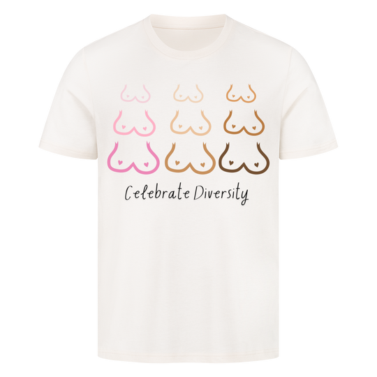 Party T-Shirt mit Spruch "Celebrate Diversity"