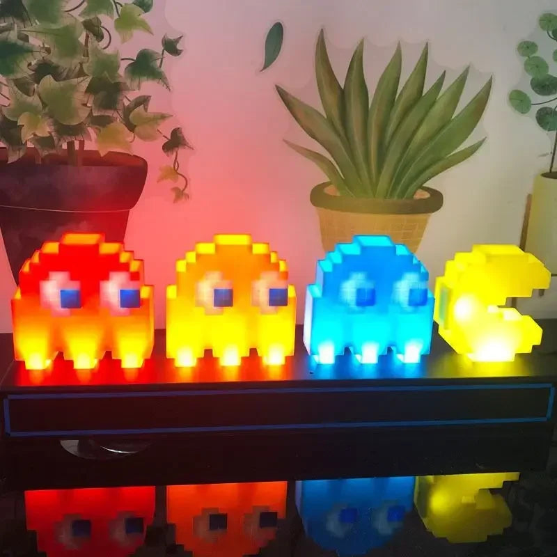 3D Night Lights Colorful Pac Man Super Mario Figure Pixel Toy Led Question Mark Light Game Icon Atmosphere Lamp Gifts FESTIVAL OUTFITS & STREETWEAR